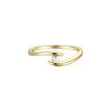 Genevive Sterling Silver 14k Gold Plated With White Freshwater Pearl Ocean Wave Stacking Ring - Gold - 7