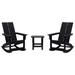 Merrick Lane Wellington 3 Piece Patio Furniture Set Includes All-Weather UV Treated Adirondack Rocking Chairs And Side Table - Grey