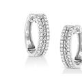 Haus of Brilliance .925 Sterling Silver 1/2 Cttw Diamond Double Row Leverback Hoop Earring - White - OS