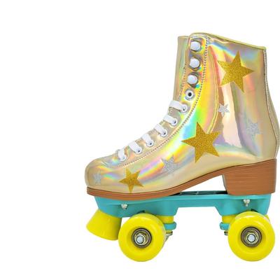 Cosmic Skates Girls Gold Glitter Iridescent Skates - Gold - 4