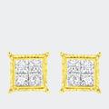 Haus of Brilliance 14K Yellow Gold 1 1/2 Cttw Invisible Set Princess-Cut Diamond Composite 8 Stone Stud Earrings - Gold - OS