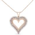 Haus of Brilliance 10K Rose Gold Plated .925 Sterling Silver 2.00 Cttw Diamond Heart 18" Pendant Necklace - Gold