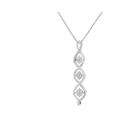 Haus of Brilliance 10K White Gold 1/2 Cttw 3 Stone Diamond Drop Twisted Pendant Necklace - Grey - 18