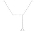 LuvMyJewelry Crane Lariat Bolo Adjustable Triangle Diamond Necklace In Sterling Silver - Grey