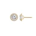 Diamonbliss Solid Gold Halo Stud Earrings - Gold - METAL: 10K/3 CARAT