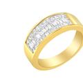 Haus of Brilliance 14K Yellow Gold 2-1/3 Cttw Diamond Cluster Channel Set Chevron Shaped Band Engagement Ring & Wedding Band Set - Yellow - 7