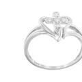 Haus of Brilliance 10K White Gold Diamond-Accented Cross/Open Heart Promise Fashion Ring - White - 6