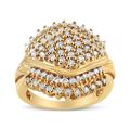 Haus of Brilliance 10K Yellow Gold Plated .925 Sterling Silver 1.00 Cttw Diamond Cluster Ring - Champagne Color, I2-I3 Clarity - Size 7 - Yellow - 7