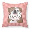 Caroline's Treasures Checkerboard Pink English Bulldog Fabric Decorative Pillow - 18 X 18 IN
