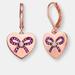 Genevive GENEVIVE Sterling Silver Rose Gold Plated Pink Cubic Zirconia Leverback Earrings - Pink - 27.5MM X 14MM X 1.5MM