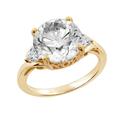 Diamonbliss Round CZ Engagement Ring - Yellow - 6