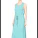 Anna-Kaci Staple Slip Gown Tied Front Dress With Pockets - Blue - S