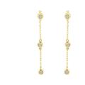 Haus of Brilliance 10K Yellow Gold Plated .925 Sterling Silver Miracle Set Diamond Accent 3 Stone Drop And Dangle Earring - Yellow - OS