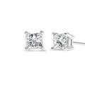 Haus of Brilliance 14K White Gold 1/3 Cttw Princess-Cut Square Near Colorless Diamond Classic 4-Prong Solitaire Stud Earrings - White - OS