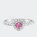 Haus of Brilliance .925 Sterling Silver 4MM Pink Sapphire Heart And Diamond Accent Heart Ring - Grey - 6.5