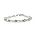 Haus of Brilliance .925 Sterling Silver 1.00 Cttw Diamond And 4.00mm Lab Created Green Heart-Shaped Peridot Infinity Link Bracelet - I-J Color, I2-I3 Clarity - 7.25" - White - 7.25