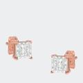 Haus of Brilliance 14K Rose Gold Plated Two-Tone .925 Sterling Silver 1/2 Cttw Princess-Cut Square Near Colorless Diamond Solitaire Miracle-Plate Stud Earrings - Pink - OS