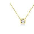 Haus of Brilliance 10K Yellow Gold Plated .925 Sterling Silver 1/10 Cttw Miracle Set Round Diamond Cushion Shape 18" Pendant Necklace - Yellow - 6 MM X 6 MM X 2 MM, MIRACLE QUAD PENDANT NECKLACE
