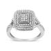 Haus of Brilliance .925 Sterling Silver 1/2 Cttw Round-Cut Diamond Cluster Cushion Ring (I-J , I1-I2) - Size 9 - Grey - 9