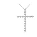 Haus of Brilliance .925 Sterling Silver 1/10 Cttw Brilliant-Cut Diamond Miracle-Set Shared Prong Cross 18" Pendant Necklace - White - 18