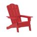 Merrick Lane Nassau Adirondack Chair With Cup Holder, Weather Resistant HDPE Adirondack Chair In Red, Set Of 4 - Red