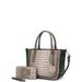 MKF Collection by Mia K Bonnie Faux Crocodile-Embossed Vegan Leather Womenâ€™s Satchel With Wallet Bag - 2 pieces - Brown