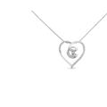 Haus of Brilliance .925 Sterling Silver 1/4 Cttw Brilliant-Cut Diamond Open Heart Twisted Awareness Ribbon 18" Pendant Necklace - Grey - 18