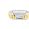 Haus of Brilliance 10K Yellow Gold Plated .925 Sterling Silver Diamond Accent Miracle-Set 3 Stone Ridged Band Gentlemen's Fashion Ring - Yellow - 9