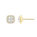 Diamonbliss Cushion Halo Stud Earrings - Gold - CARAT: 2