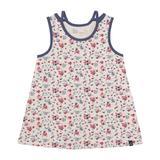 Deux Par Deux Organic Cotton Printed Sleeveless Tunic Oatmeal Mix Little Flowers - White - 6