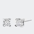 Haus of Brilliance .925 Sterling Silver 5/8 Cttw Miracle Set Princess-cut Diamond Solitaire Stud Earrings - White - OS