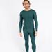 Leveret Mens Boho Solid Color Thermal Pajamas - Green - S