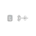 Diamonbliss Emerald Cut Halo Stud Earrings - Grey - CARAT: 1