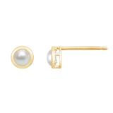Diamonbliss 10K Solid Gold Birthstone Stud Earrings - White