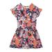 Deux Par Deux Organic Cotton Printed Short Sleeve Dress Pink & Blue Butterfly - Pink - 3