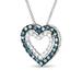 Haus of Brilliance .925 Sterling Silver 1/2 Cttw Treated Blue And White Diamond Double Heart 18" Pendant Necklace - Blue/I-J Color, I2-I3 Clarity - White