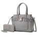 MKF Collection by Mia K Isla Crocodile Embossed Vegan Leather Womenâ€™s Satchel Bag With Wallet -2 Pieces - Grey