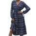 Anna-Kaci Ruffle Long Sleeve Boho Maxi Dress - Blue - XL