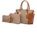 MKF Collection by Mia K Shonda 3PC Tote with Cosmetic Pouch & Wristlet - Brown