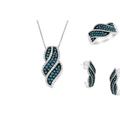 Haus of Brilliance Rhodium Over .925 Sterling Silver 1-1/2 Cttw Blue Diamond Pav×™ Ring, 18" Pendant Necklace, & Earrings Set - Blue - 6.5