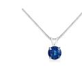 Haus of Brilliance 14K White Gold 1/2 Cttw Round Brilliant Cut Lab Grown Blue Diamond 4-Prong Solitaire Pendant Necklace - White