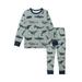 Deux Par Deux Organic Cotton Two Piece Printed Pajama Set Blue Sharks & Whales - Blue - 10