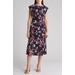 Floral Cap Sleeve Empire Waist Midi Dress