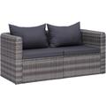 Set di 2 Divano Angolare,Divano sofa Confortevole da Giardino Grigio in Polyrattan -BVH57840