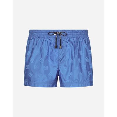 Short Jacquard Swim Trunks With Dg Monogram - Blue...