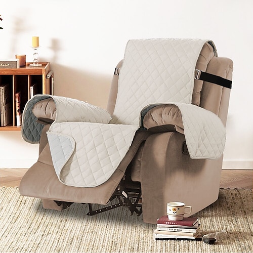 wasserdichte Liegestuhlbezüge in Burgunderrot, gesteppt, für große Liegestühle, Schonbezug, Sitzbezug, wendbar, waschbar, Schutz mit elastischen, verstellbaren Riemen, für Kinder und Haustiere Image