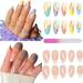 2 Pack (48 Pcs) Press On Nails Short Medium Swirl Almond Glue On Nails Fake Nails With Nail Glue Stickers Nude False Nails French tip Press on Nails