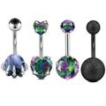 4PC Claw Belly Button Piercing Set Surgical Steel Crystal Belly Piercing Bulk Women Bee Navel Bar Pack Cz Belly Ring Lot Ombligo