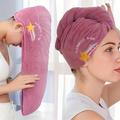 1pc Rainbow Embroidered Hair Towel With Button Soft Hair Drying Cap Cute Solid Color Hair Towel For Bathroom Absorbent Quick Drying Hair Wrap Towel For Women Bathroom Supplies Bathroom Acces