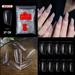 500PCS Pre Shaped False Nails Tips 10 Sizes Lady French Style Acrylic Artificial Tip Manicure for Nail Tips Art Salons and Home DIY